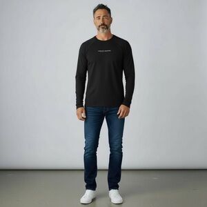 Alphalete Men's Crew Neck Raglan Long‎ Sleeve Athleisure Top Black Medium